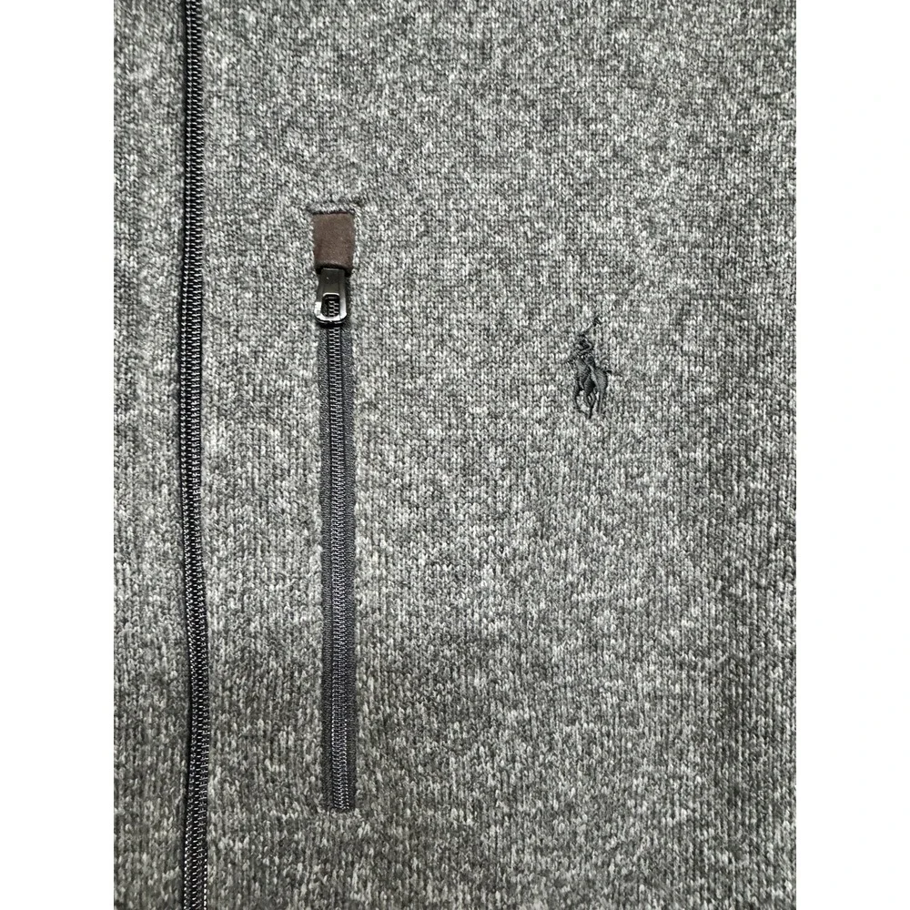 Polo Ralph Lauren Brushed Fleece Full-Zip‎ Vest Heather Gray Men's Sz Large Tall